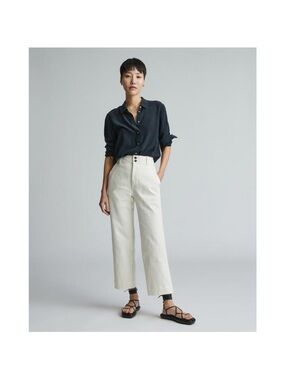 Everlane High-Waist Wide Leg Organic Cotton Bone Jeans Size 4
